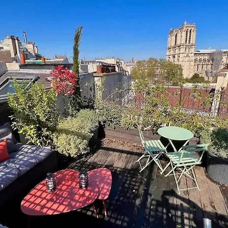 Rooftop Garden Triplex With Ac Over Notre - Dame * Paryż