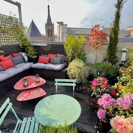 Rooftop Garden Triplex With Ac Over Notre - Dame Apartament Paryż
