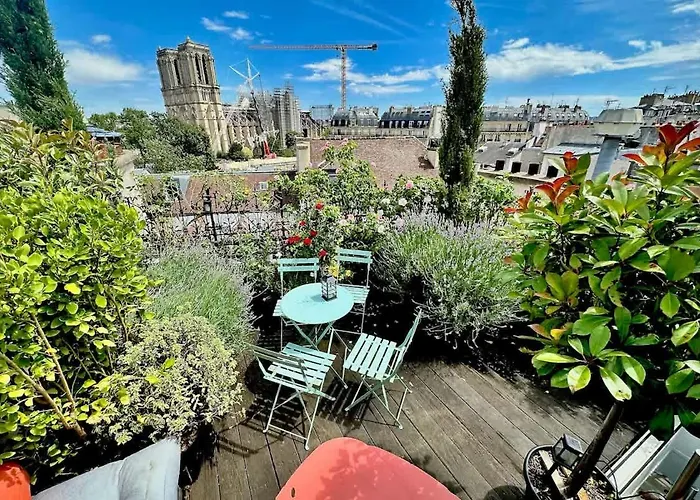 公寓 Rooftop Garden Triplex With Ac Over Notre - Dame *